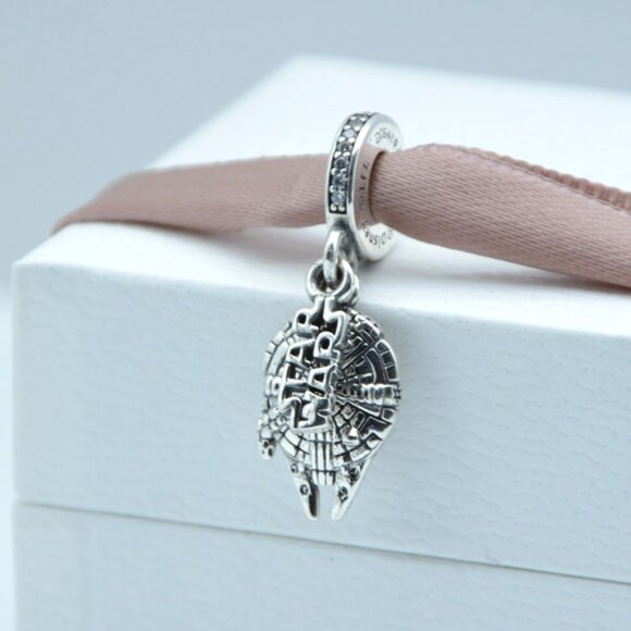 Pandora Star Wars Millennium Falcon Dangle Charm S925 Sterling Silver with box - Picture 1 of 5